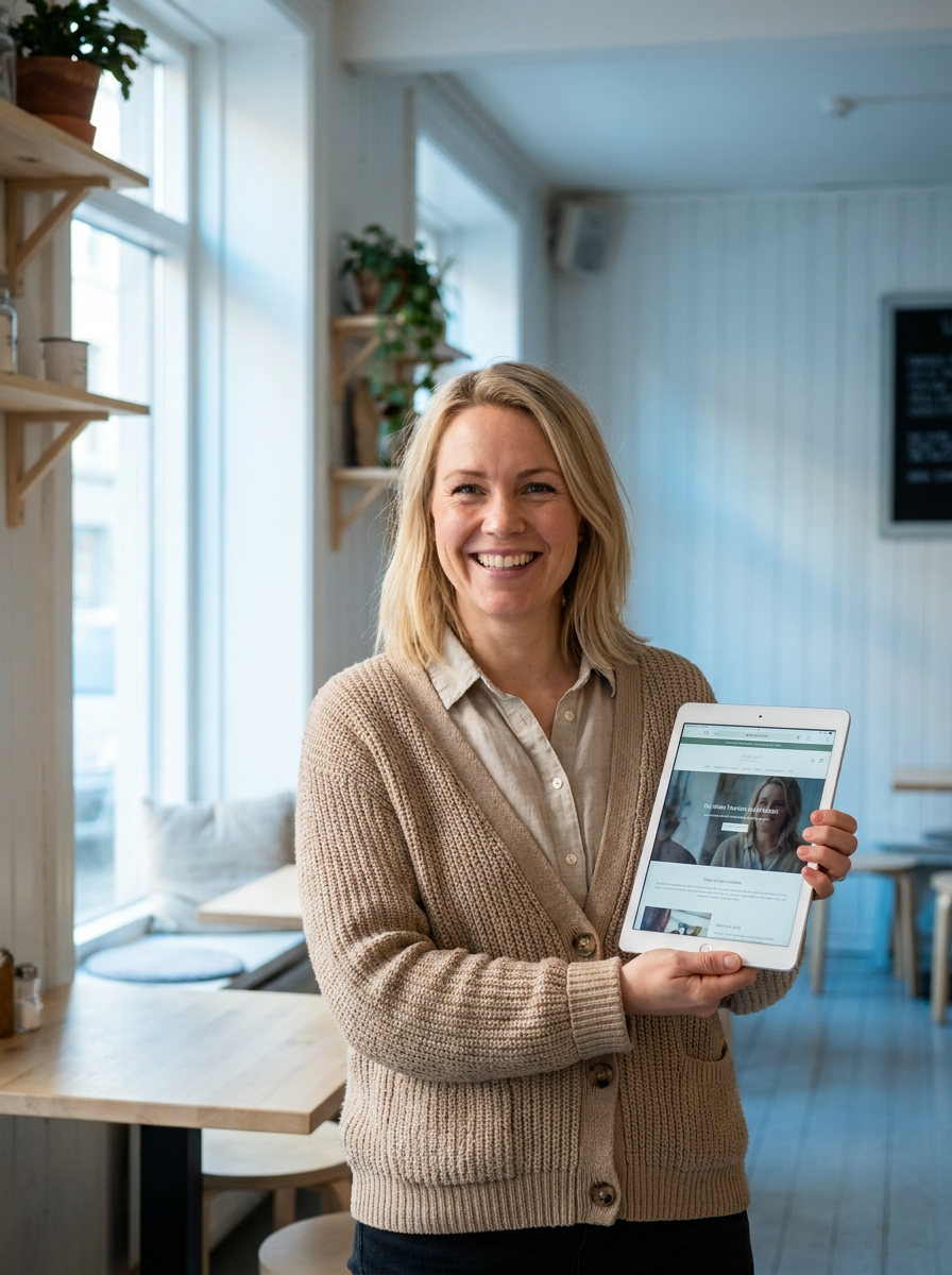En dansk virksomhedsejer med sin nye hjemmeside